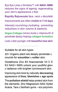 "Bye Bye Lines & Wrinkles" DAY - Face & Skin Rejuvenation - Increase Collagen, Minimise Pores, NAD+ NMN Vitamin C + Niacinamide