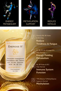 Energise 3  - VIRILITY, Male Performance, Fertility, Pregnancy & Nursing Support - Unisex - NMN & NAD+ Partner