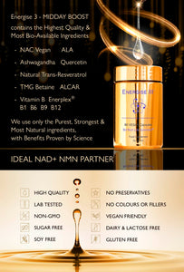 Energise 3  - VIRILITY, Male Performance, Fertility, Pregnancy & Nursing Support - Unisex - NMN & NAD+ Partner