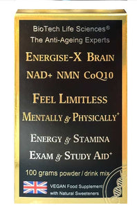 Energise-X Drink & Sublingual Powder, NAD+ NMN CoQ10 Vitamins - Increase Energy, Reduce Fatigue - Anti-Ageing
