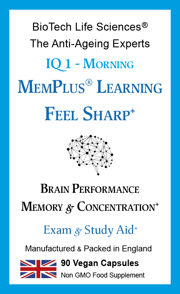 IQ1 Memory Plus Learning - Feel Sharp - Clarity & Concentration - Menopause Support - Ladies