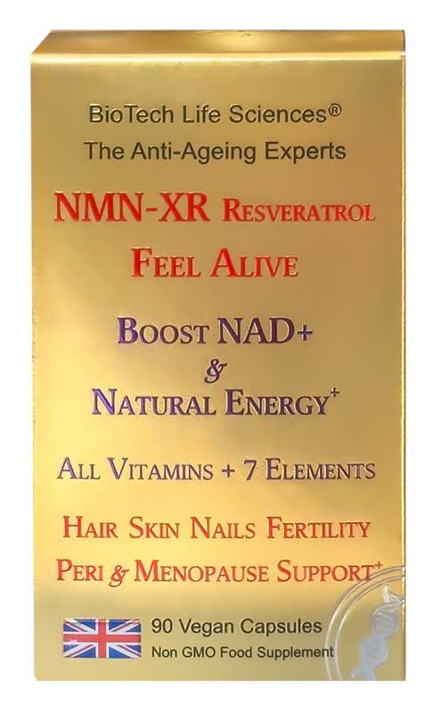 FEEL ALIVE - NMN-XR:  NMN Resveratrol + All Vitamins & Minerals, Anti-Ageing, Energy, Virility & Fertility, Peri & Menopause Support - unisex