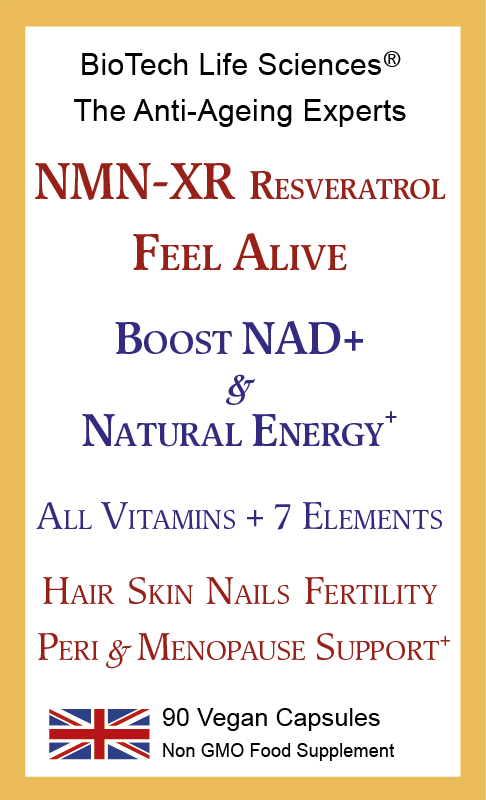 FEEL ALIVE - NMN-XR:  NMN Resveratrol + All Vitamins & Minerals, Anti-Ageing, Energy, Virility & Fertility, Peri & Menopause Support - unisex