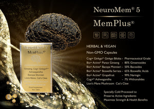 5 - MemPlus® - Helps Memory & Concentration - Herbal NeuroMem BioTech Life Sciences 