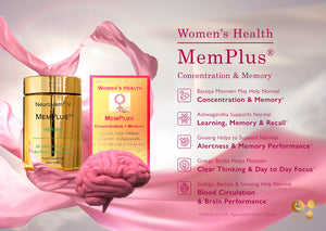 Memory Plus - Helps Clarity, Learning Memory Cardiovascular Vitality + Exam & Study Aid, Fertility & Menopause Support - Ladies