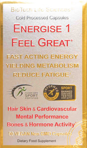 FEEL GREAT Energise 1 -  Increase Energy, Brain & Heart Health - Hair Skin Fertility & Menopause - 1,000 mg NMN CoQ10 Magnesium All Vitamins & Minerals